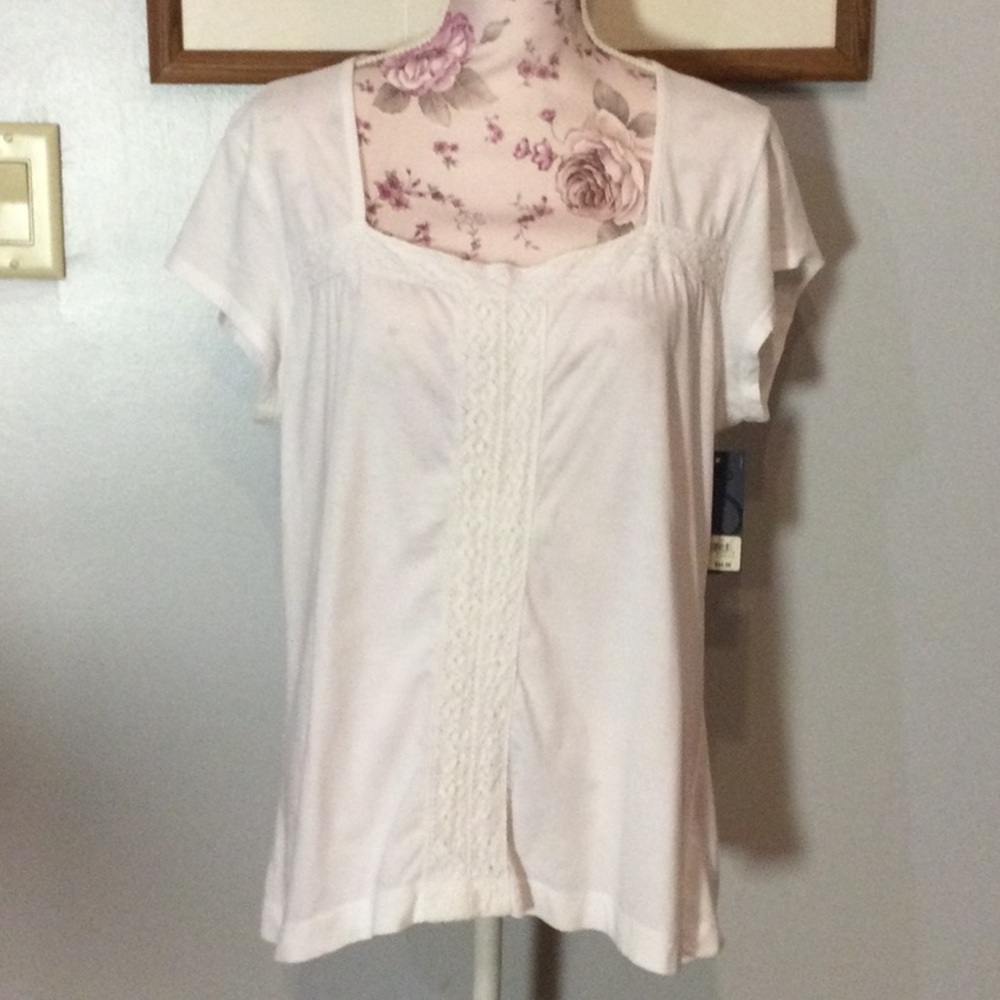 Bass White Crocheted Top